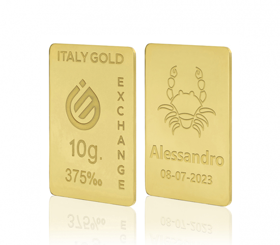 Lingote de Oro signo del zodiaco Cáncer 9 Kt de 10 g. IGE GOLD